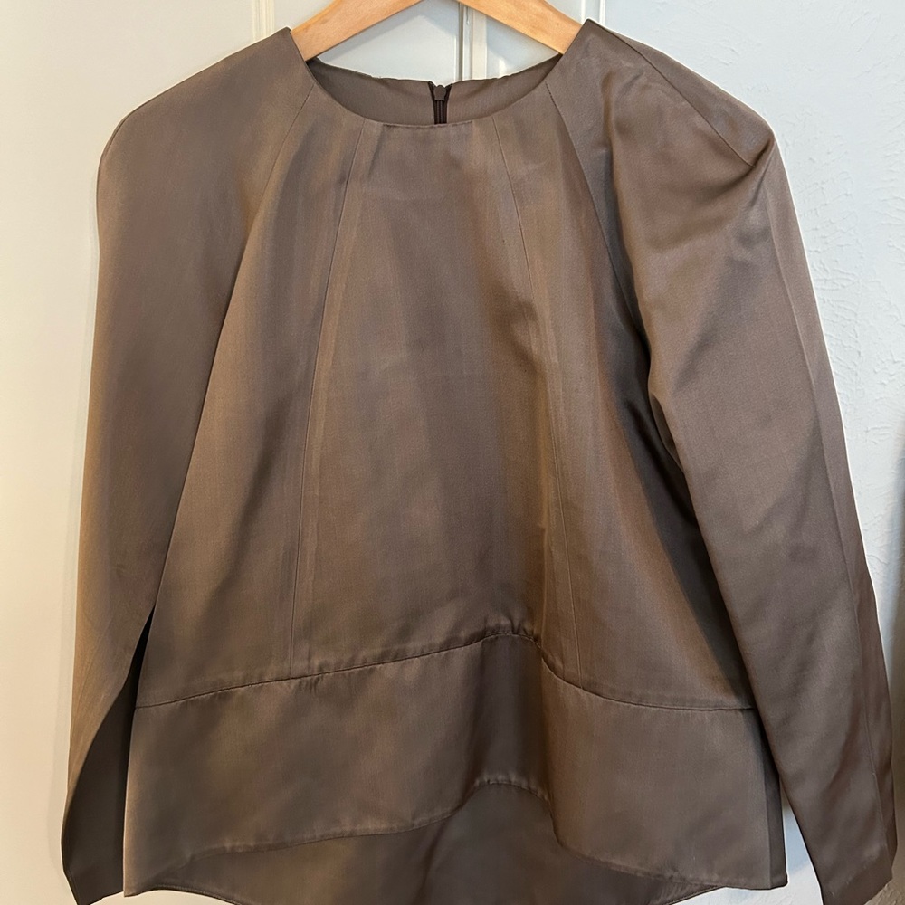 Women's Brown Satin Tunic Top